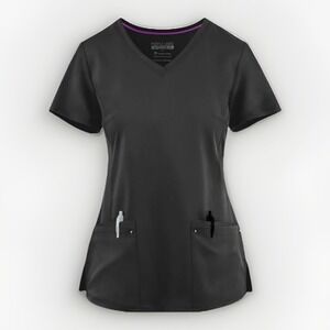 Healing Hands Purple Label Juliet Womens 2X Pockets Princess Seam Scrub Top Gray